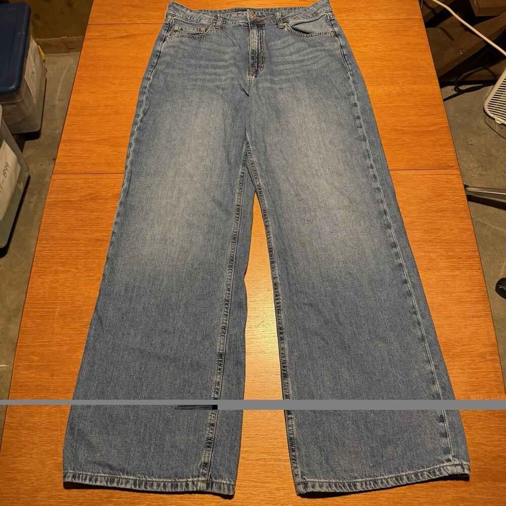 Aeropostale Jeans Women 12 Blue Denim High Rise Wide Leg 100% Cotton Casual